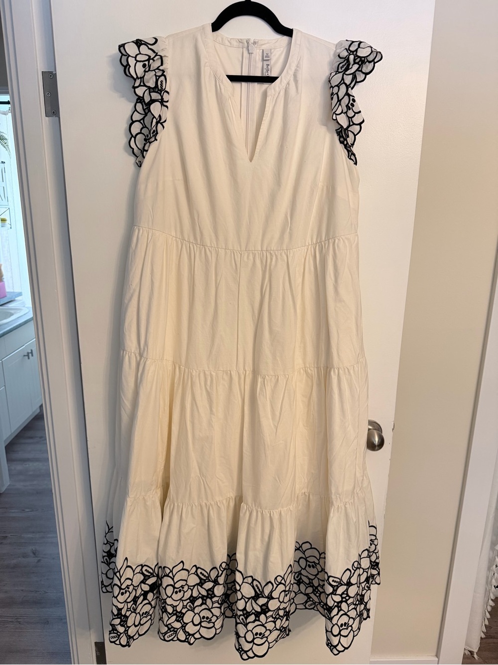 Torrid Belle Isle Cream Tiered Maxi Dress with Black Floral Trim - Sz.12